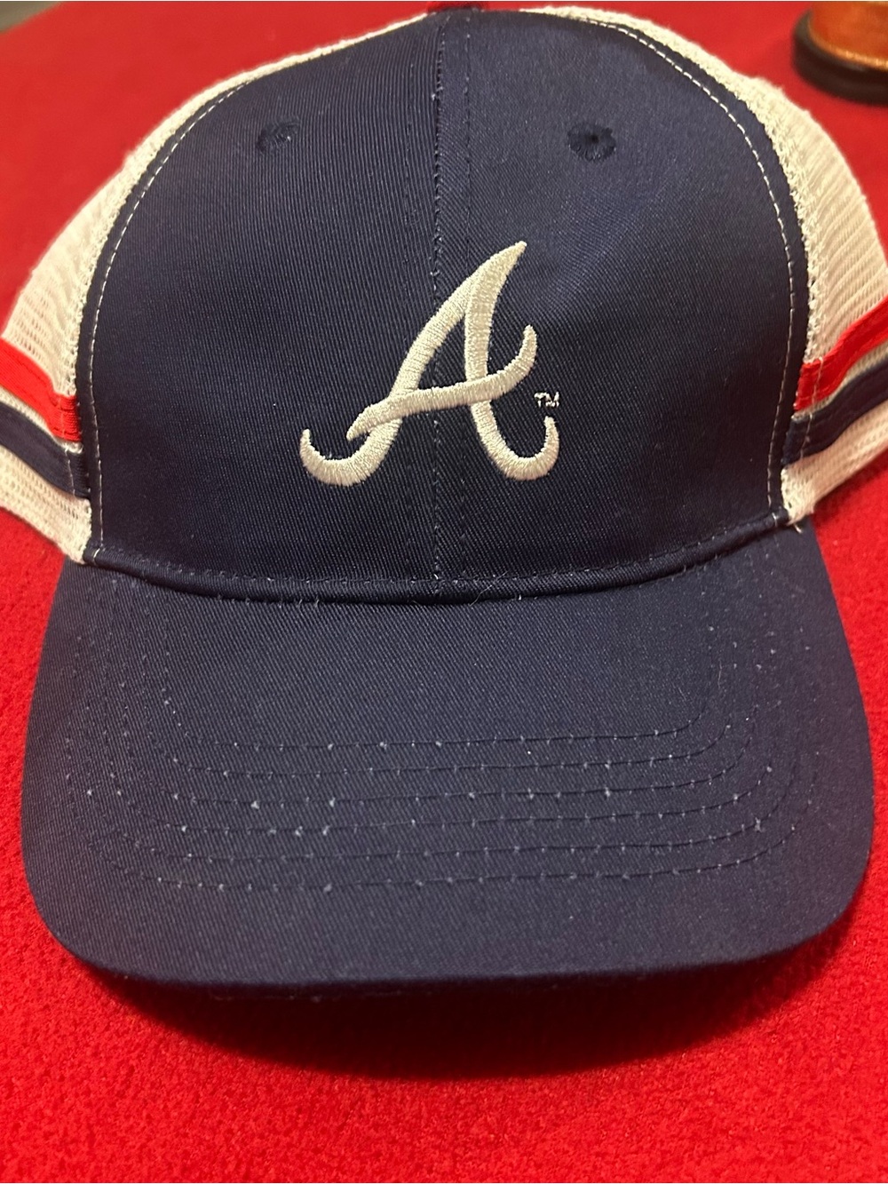 Vintage Atlanta Braves Embroidered Navy and White Logo Baseball Cap - Picture 4 of 5